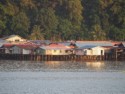 We see a water village as we get close to Sandakan